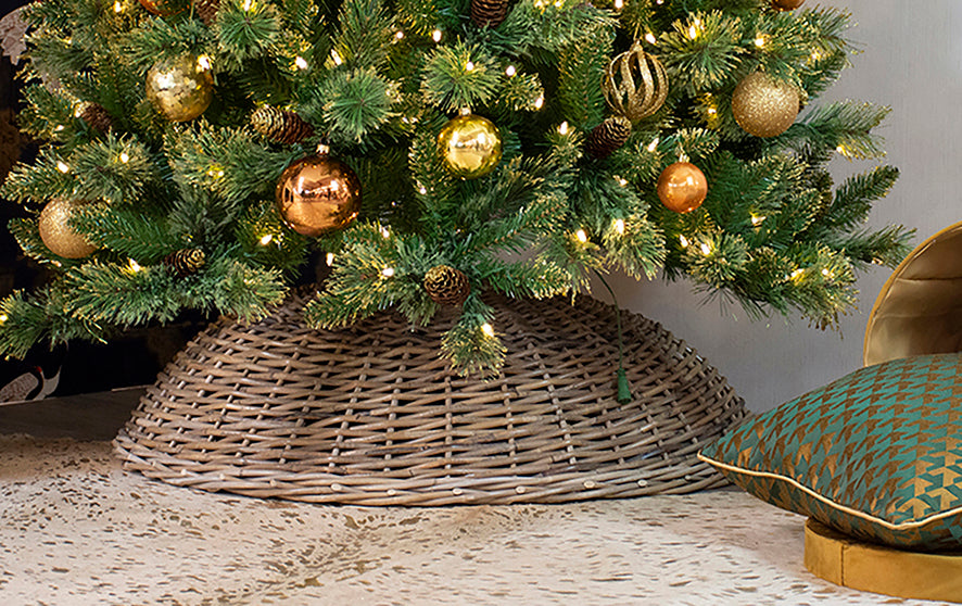 Rieten voetbedekker kerstboom