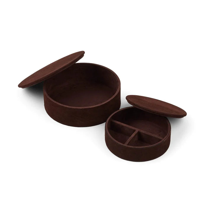 Doos (leren set van 2) - rond
