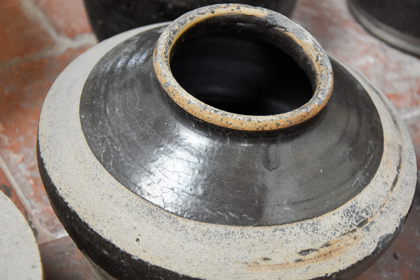 Half glazed jar